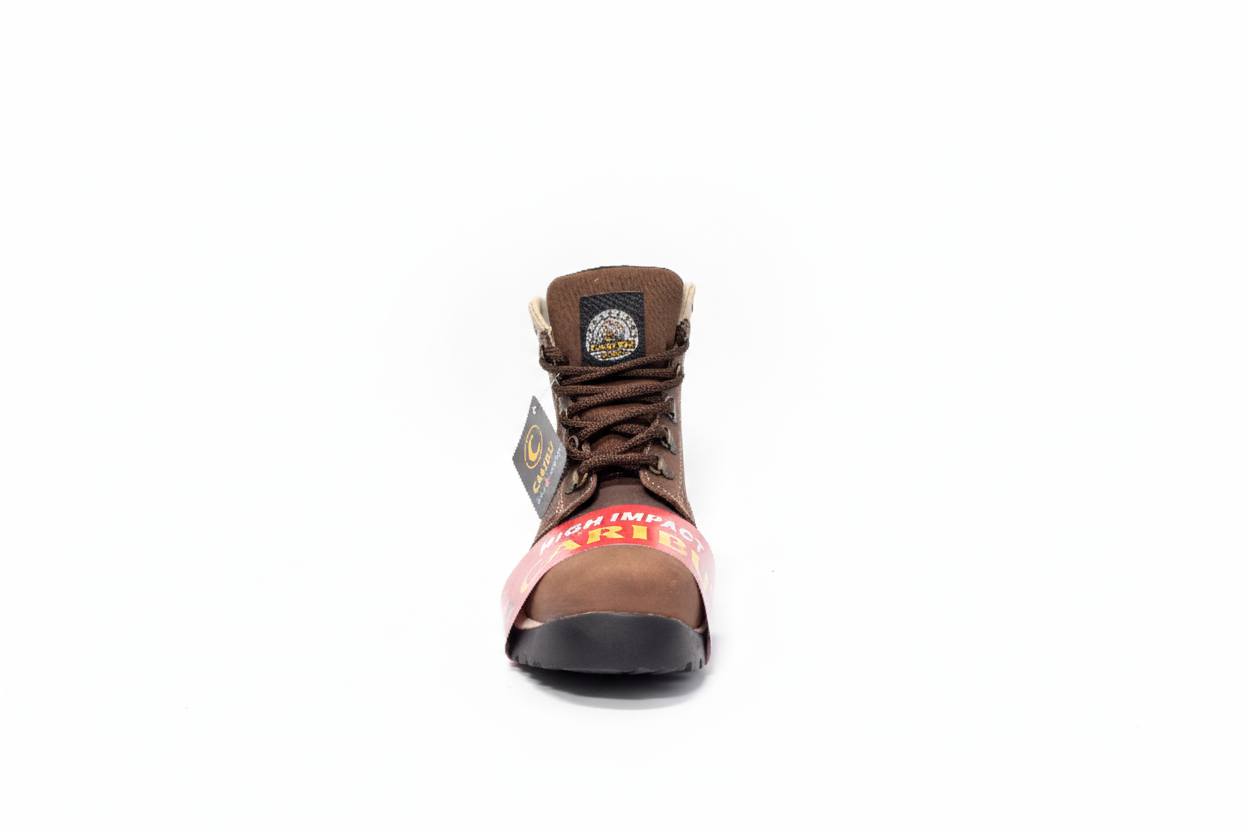 Women Work Boots Caribu:806- Crazy Brown Steel Toe