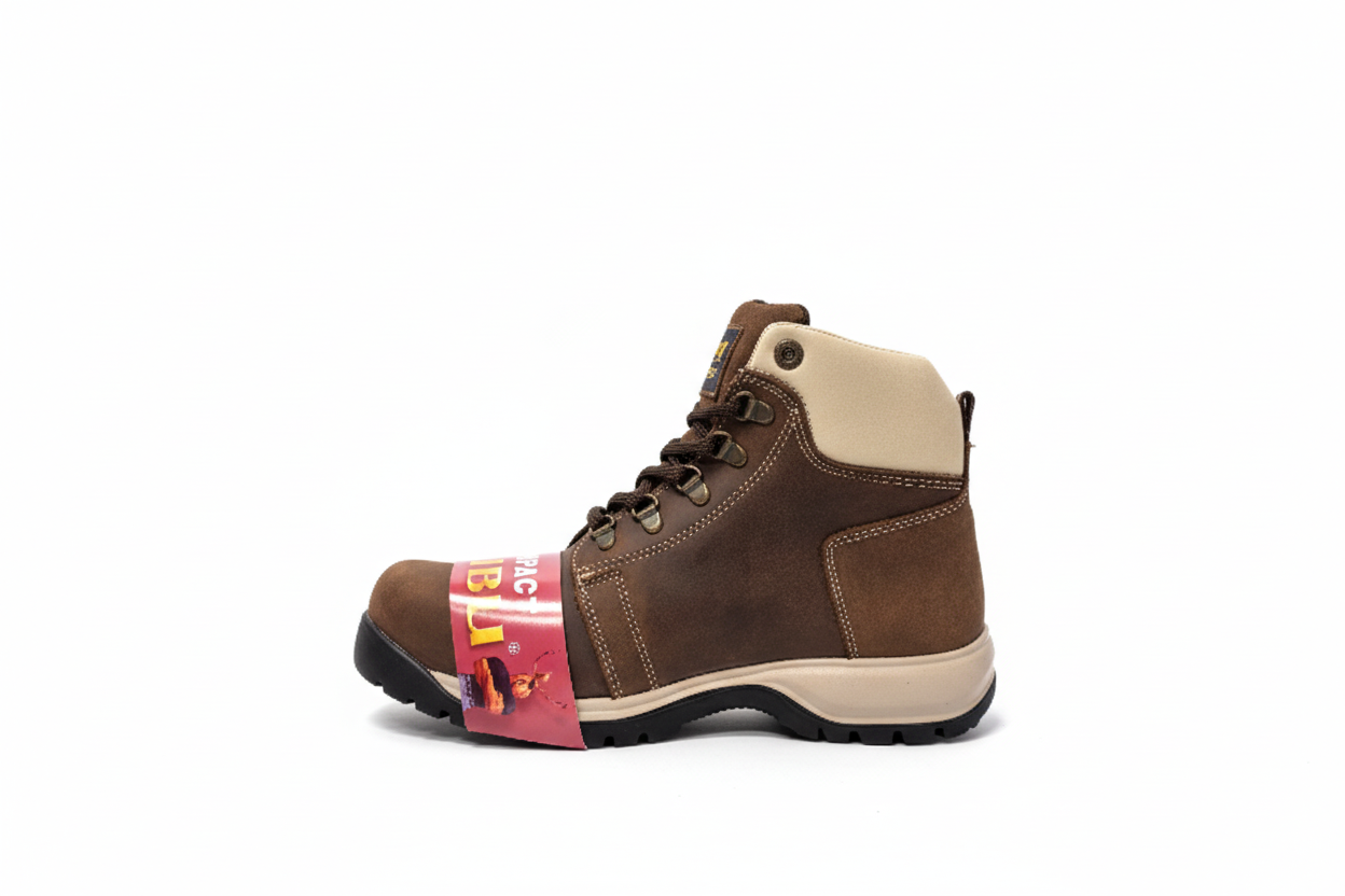 Women Work Boots Caribu:806- Crazy Brown Steel Toe