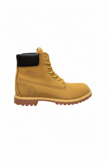 Bota de trabajo con fondo blanco