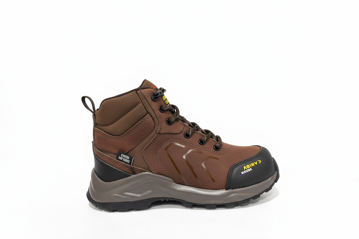 Bota de trabajo con fondo blanco