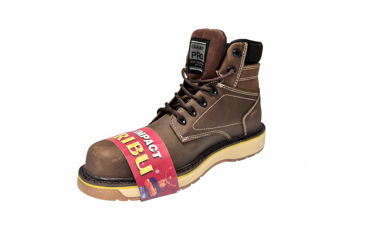 Bota de trabajo con fondo blanco