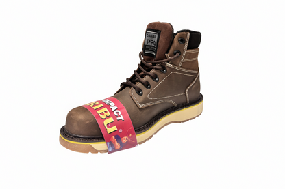 Bota de trabajo con fondo blanco