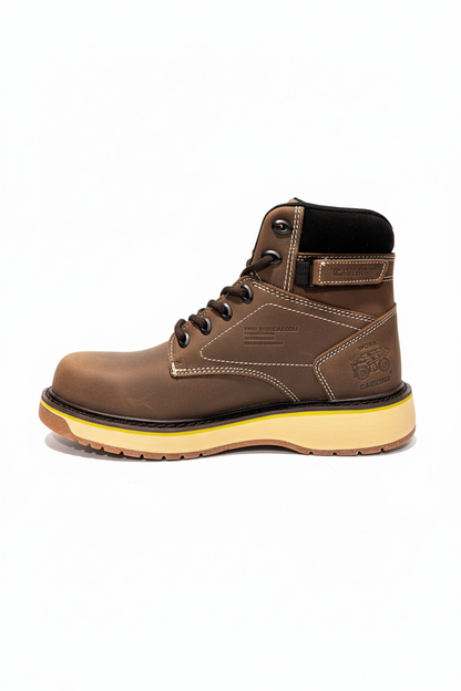 Bota de trabajo con fondo blanco