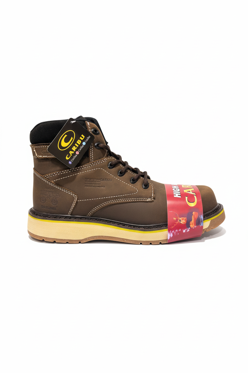 Bota de trabajo con fondo blanco