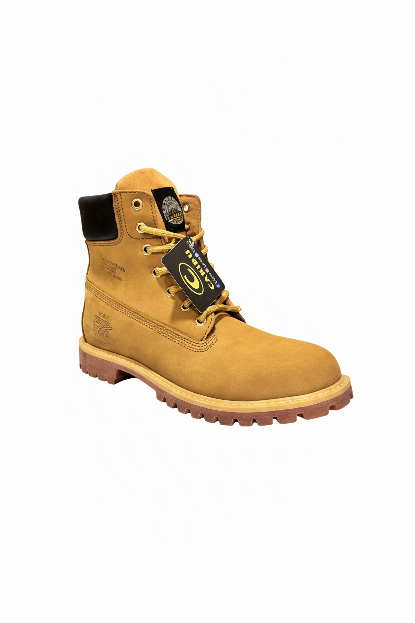 Bota de trabajo con fondo blanco
