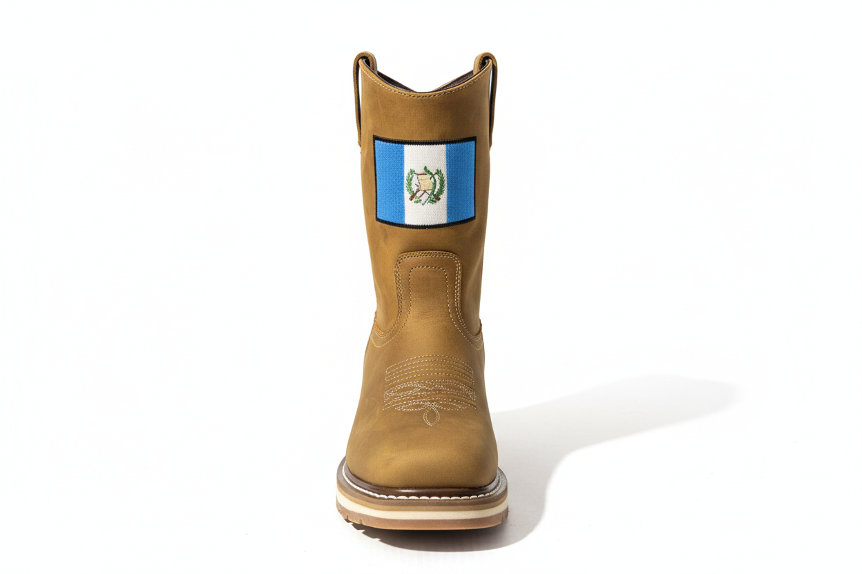 Men's Work Boots E-7600 Crazy Roble with flag Guatemala Square Toe