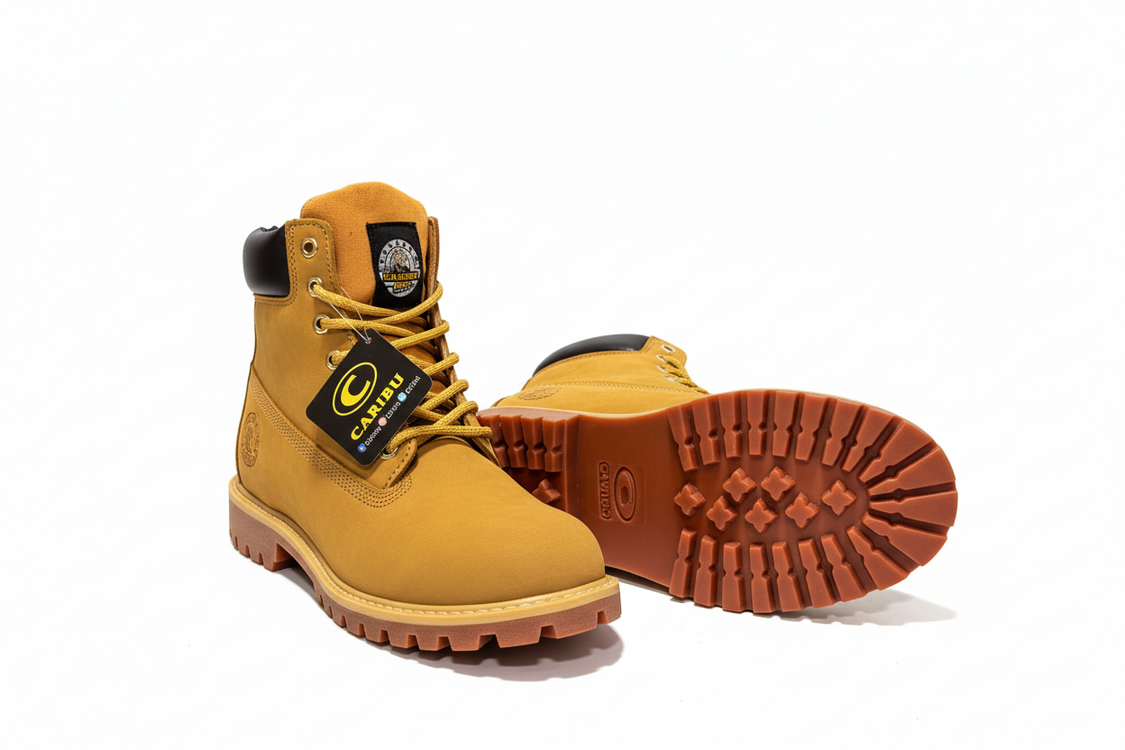 Botas de trabajo con fondo blanco