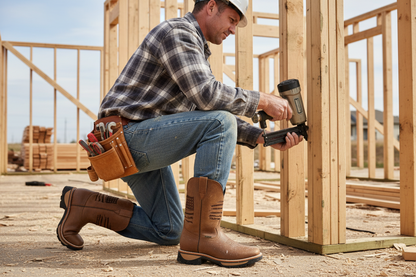 Hombre trabajando en framing con botas