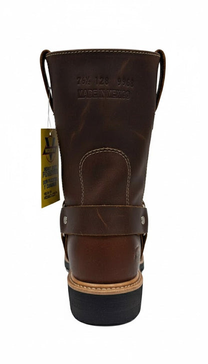 Men's Work Boots E-126 Biker Leather Boots Shedron Square Toe