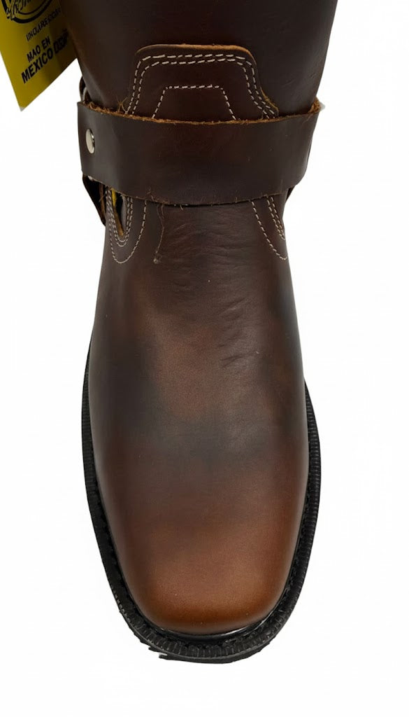 Men's Work Boots E-126 Biker Leather Boots Shedron Square Toe